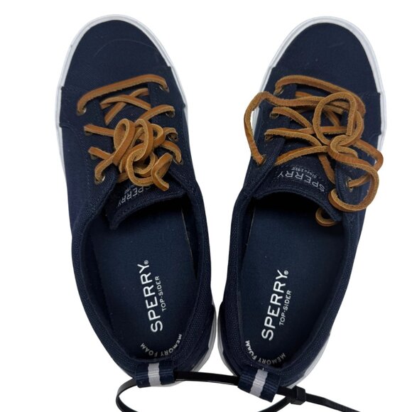 Sperry Crest Vibe Navy Blue Canvas Sneakers Women’s 7 New - Picture 9 of 11